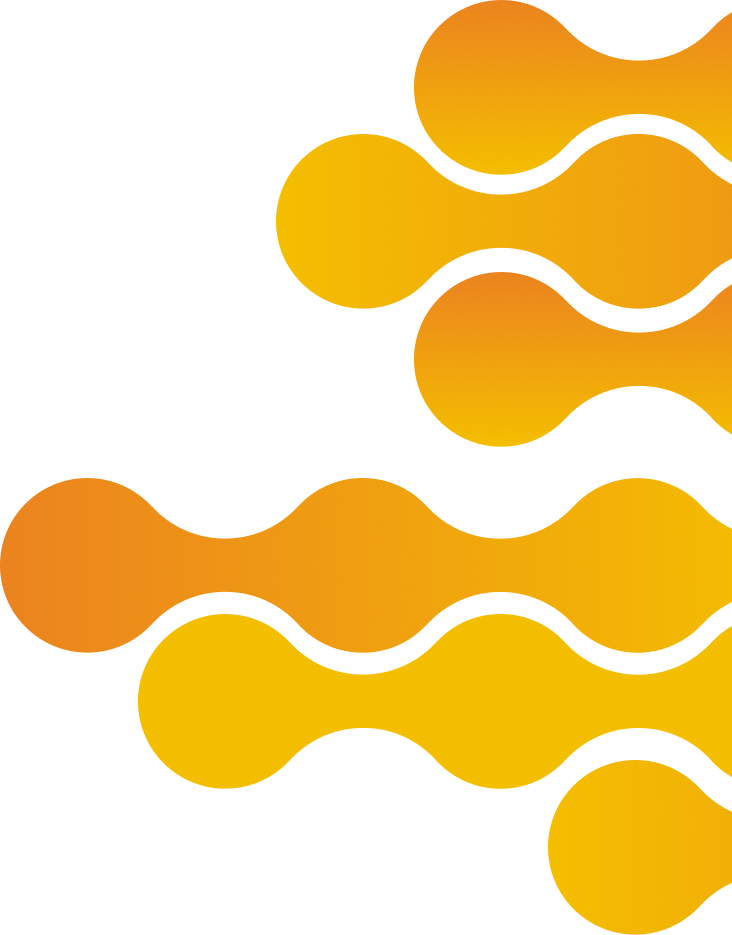 Shape showing series of organic, rounded shapes in shades of yellow and orange